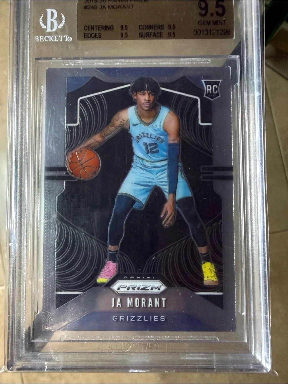 2019-20 Panini Prizm Ja Morant #249 RC Memphis Grizzlies BGS 9.5. Great eye appe